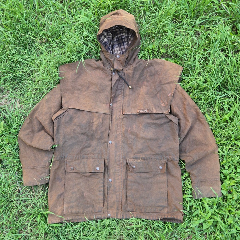 Driza-Bone Bushman Oilskin Jacket XXL Men Brown Cape Hood Waxed Outback Raincoat